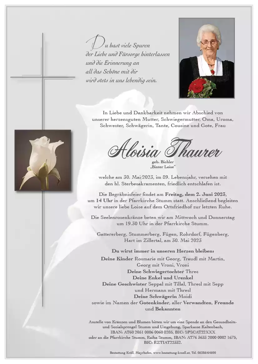Parte von Aloisia Thaurer